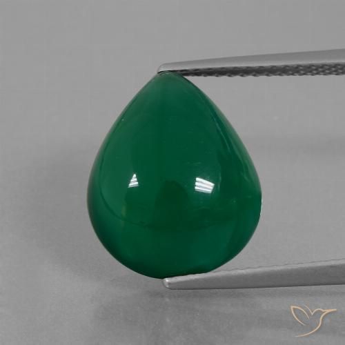 7.46ct Natural Verde medio Ágata, En forma de pera, Translúcido
