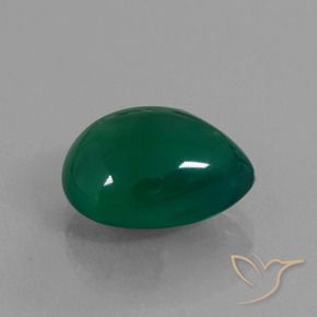 Ágata Verde medio natural de 7.46 ct, En forma de pera, Translúcido