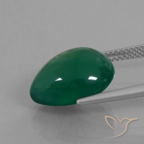 Ágata Verde medio natural de 7.46 ct, En forma de pera, Translúcido