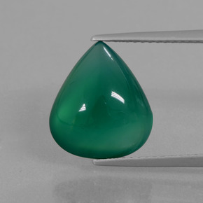Ágata verde natural de 5,89 ct, en forma de pera, translúcido