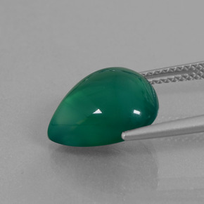 Ágata verde natural de 5,89 ct, en forma de pera, translúcido