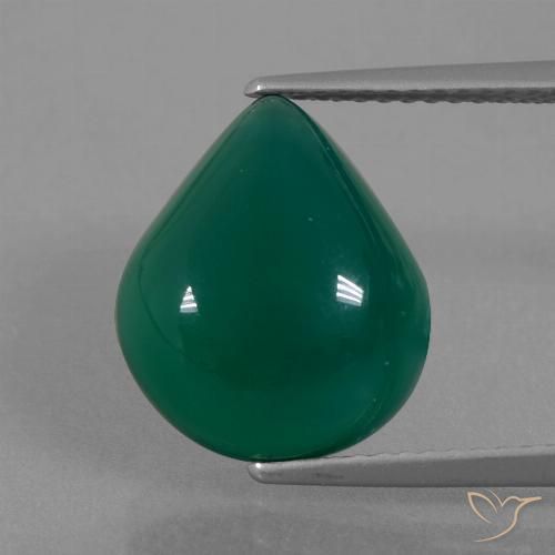 6.87ct Natural Verde oscuro medio Ágata, En forma de pera, Translúcido