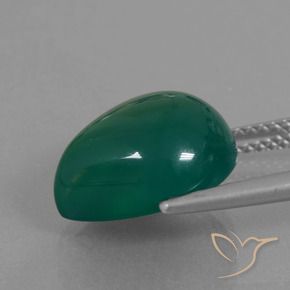 Ágata Verde oscuro medio natural de 6.87 ct, En forma de pera, Translúcido