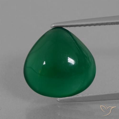 6.83ct Natural Verde medio Ágata, En forma de pera, Translúcido