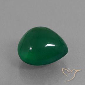 Ágata Verde medio natural de 6.83 ct, En forma de pera, Translúcido