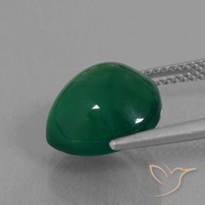 Ágata Verde medio natural de 6.83 ct, En forma de pera, Translúcido
