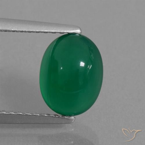 Ágata Verde bosque natural de 2.24 ct, Ovalada, Translúcido