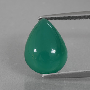 Ágata Verde natural de 3.72 ct, En forma de pera, Translúcido