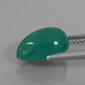 Ágata Verde natural de 3.72 ct, En forma de pera, Translúcido