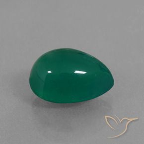 Ágata Verde natural de 2.54 ct, En forma de pera, Translúcido