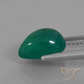 Ágata Verde natural de 2.54 ct, En forma de pera, Translúcido