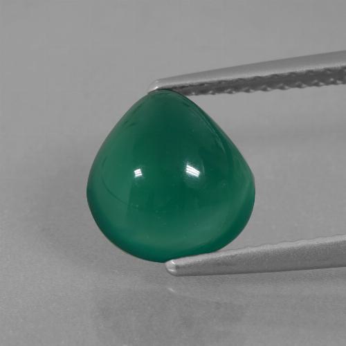 Ágata Verde oscuro medio natural de 2.26 ct, En forma de pera, Translúcido
