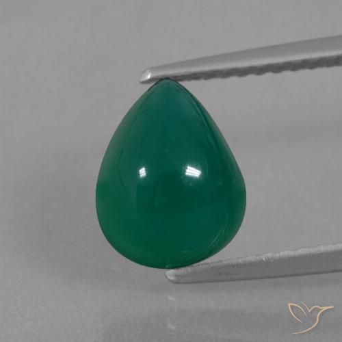 2.81ct Natural Verde oscuro medio Ágata, En forma de pera, Translúcido