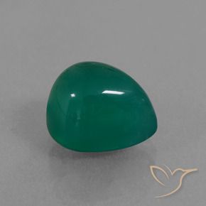 Ágata Verde oscuro medio natural de 2.81 ct, En forma de pera, Translúcido