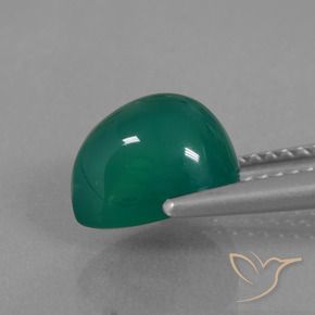 Ágata Verde oscuro medio natural de 2.81 ct, En forma de pera, Translúcido