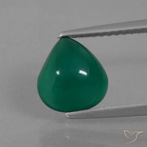 2.47ct Natural Verde oscuro medio Ágata, En forma de pera, Translúcido