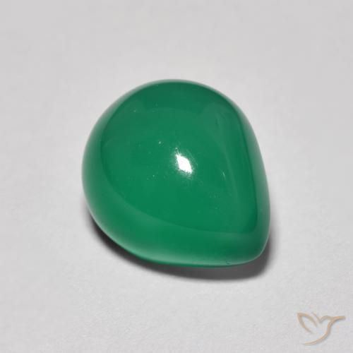 Ágata Verde intenso medio natural de 2.67 ct, En forma de pera, Translúcido