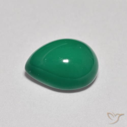 Ágata Verde intenso medio natural de 2.67 ct, En forma de pera, Translúcido