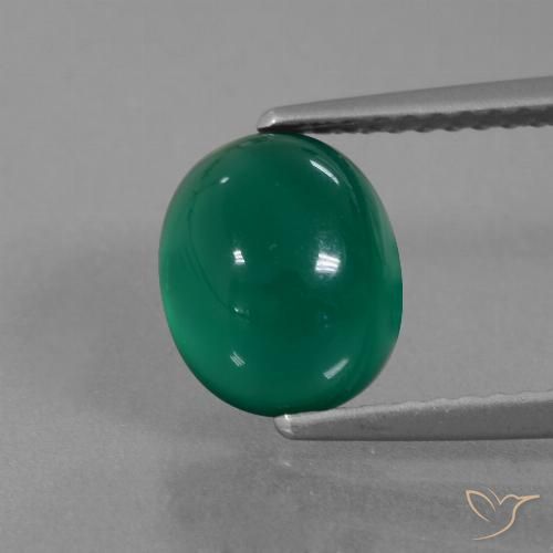 2.46ct Natural Verde intenso medio Ágata, Ovalada, Translúcido