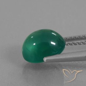 Ágata Verde intenso medio natural de 2.46 ct, Ovalada, Translúcido
