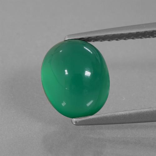 Ágata verde natural de 2,52 ct, corte óvalo, translúcido