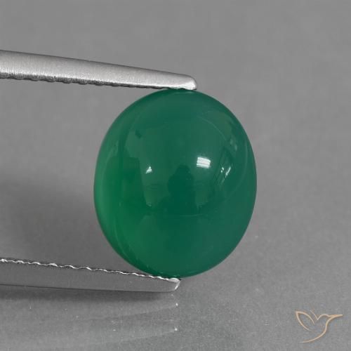 2.81ct Natural Verde medio Ágata, Ovalada, Translúcido