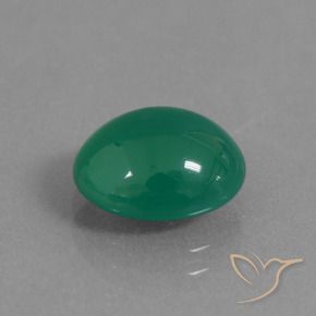 Ágata Verde medio natural de 2.81 ct, Ovalada, Translúcido