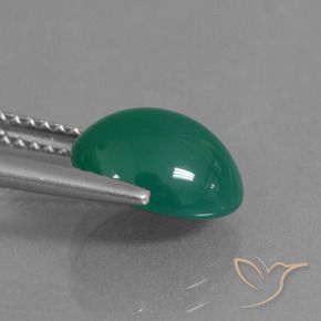 Ágata Verde medio natural de 2.81 ct, Ovalada, Translúcido