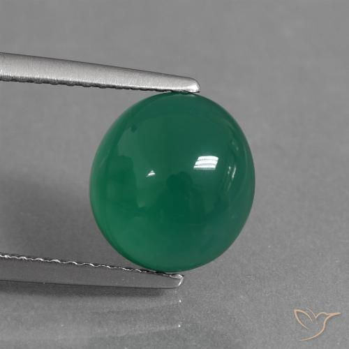 2.75ct Natural Verde medio Ágata, Ovalada, Translúcido