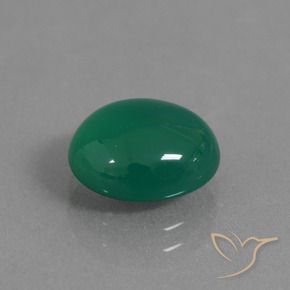Ágata Verde medio natural de 2.75 ct, Ovalada, Translúcido