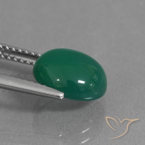 Ágata Verde medio natural de 2.75 ct, Ovalada, Translúcido