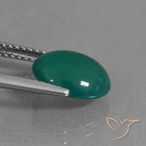 Ágata Verde medio natural de 2.64 ct, Ovalada, Translúcido