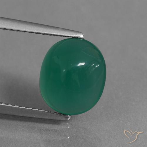 2.53ct Natural Verde medio Ágata, Ovalada, Translúcido