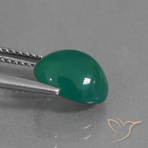 Ágata Verde medio natural de 2.53 ct, Ovalada, Translúcido