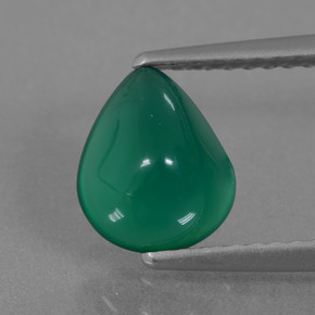 Ágata verde natural de 1,57 ct, en forma de pera, translúcido