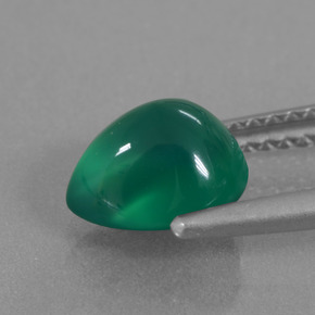 Ágata verde natural de 1,57 ct, en forma de pera, translúcido