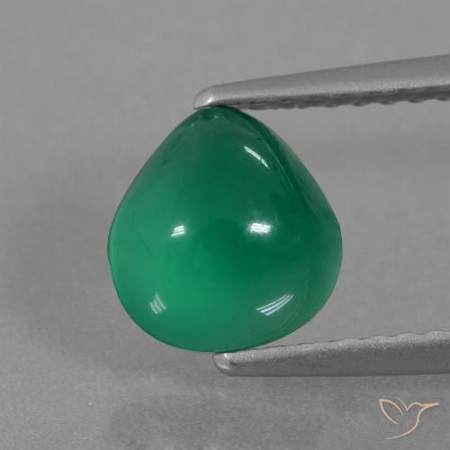 1.63ct Natural Verde medio Ágata, En forma de pera, Translúcido
