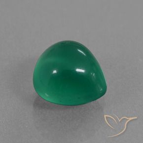 Ágata Verde medio natural de 1.63 ct, En forma de pera, Translúcido