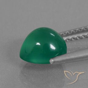 Ágata Verde medio natural de 1.63 ct, En forma de pera, Translúcido