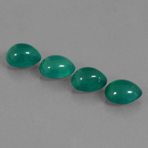 Gemas de Ágata Verde medio natural de 7.94 ct, En forma de pera, Translúcido