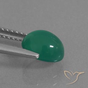 Ágata Verde medio natural de 1.57 ct, Ovalada, Translúcido
