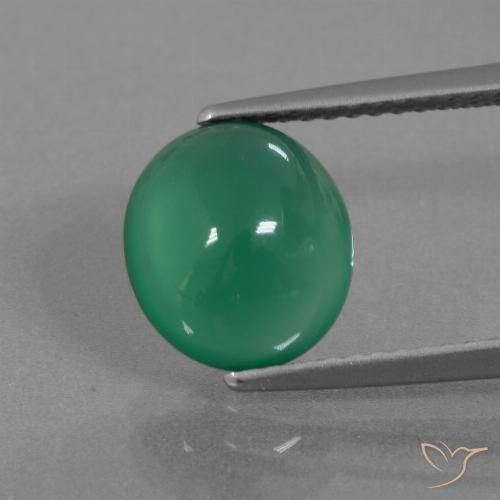 Ágata Verde medio natural de 2.69 ct, Ovalada, Translúcido
