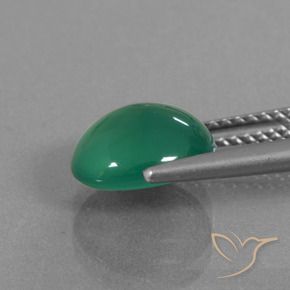 Ágata Verde medio natural de 2.69 ct, Ovalada, Translúcido
