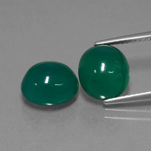 Gemas de Ágata Verde natural de 7.02 ct, Corte Óvalo, Translúcido