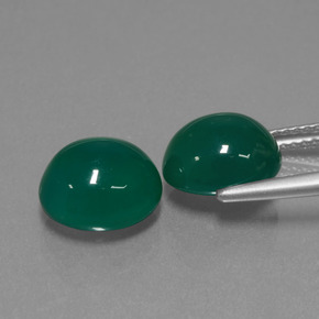 Gemas de Ágata Verde natural de 7.02 ct, Corte Óvalo, Translúcido