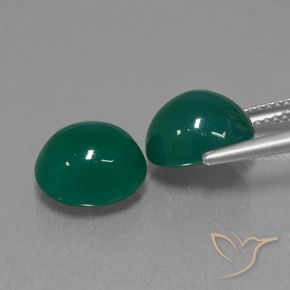Gemas de Ágata Verde bosque natural de 7.49 ct, Ovalada, Translúcido