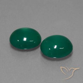 Gemas de Ágata Verde natural de 6.42 ct, Ovalada, Translúcido