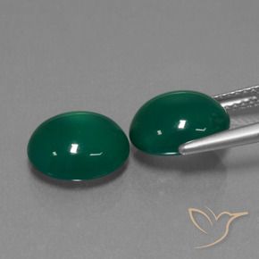 Gemas de Ágata Verde natural de 6.42 ct, Ovalada, Translúcido