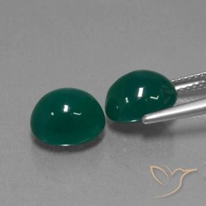 Gemas de Ágata Verde natural de 6.35 ct, Corte Óvalo, Translúcido
