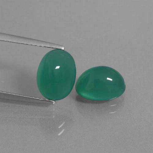 Gemas de Ágata Verde medio natural de 5.36 ct, Corte Óvalo, Translúcido